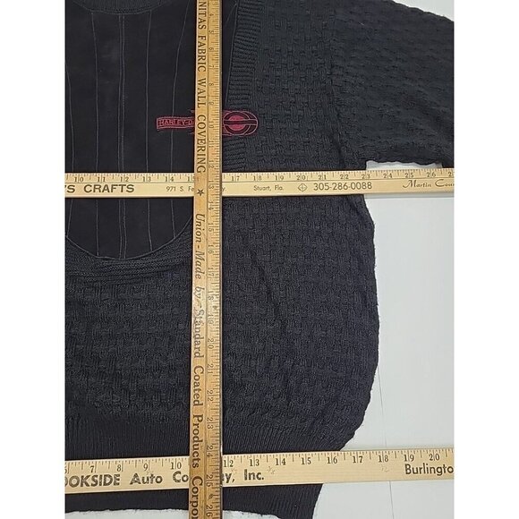 Harley-Davidson Black Sweater Men's Size XL Leather Front Pullover Turtle Neck - Picture 3 of 8